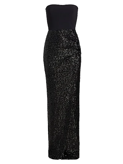 Baloc Paillettes Sequined Strapless Maxi Dress