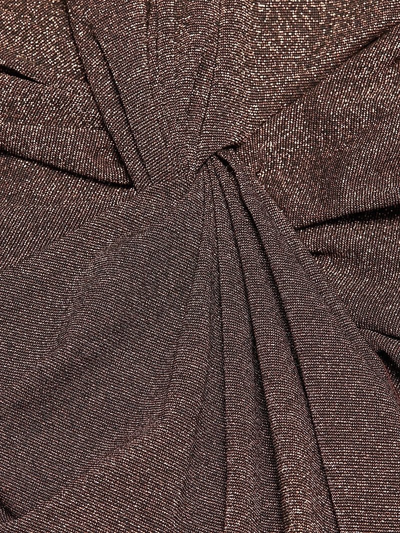 Hajar Metallic Jersey Twist-Front Gown