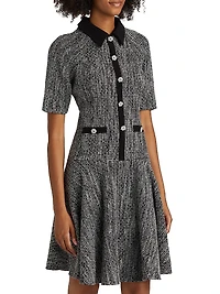 Metallic Tweed Short-Sleeve Dress