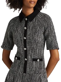 Metallic Tweed Short-Sleeve Dress