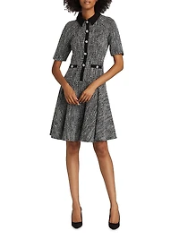 Metallic Tweed Short-Sleeve Dress