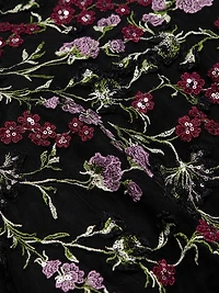 Embroidered Tulle Fit &Flare Midi-Dress