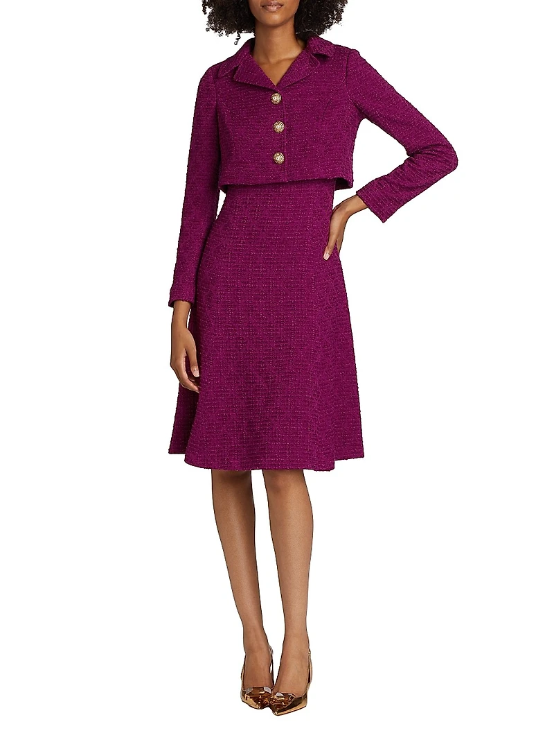 Bouclé Mock Two-Piece Dress