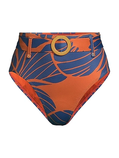 Pacie Floral Belted High-Waisted Bikini Bottom