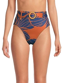 Pacie Floral Belted High-Waisted Bikini Bottom