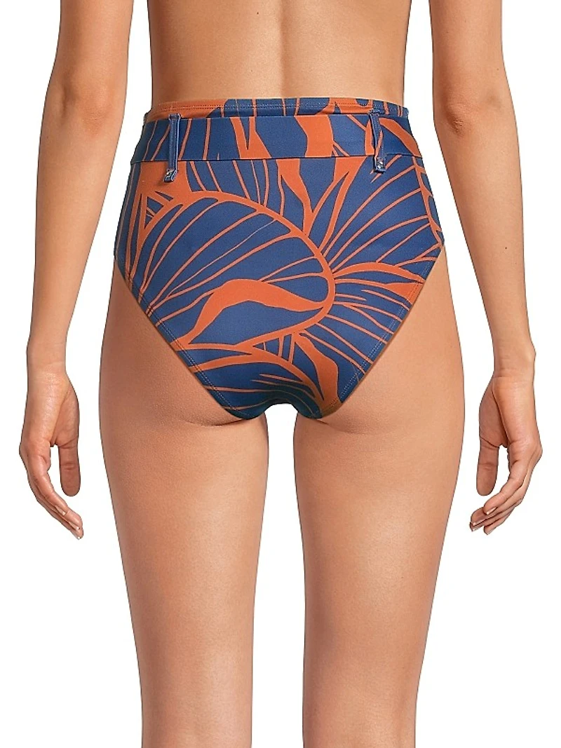 Pacie Floral Belted High-Waisted Bikini Bottom
