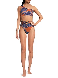 Pacie Floral Belted High-Waisted Bikini Bottom