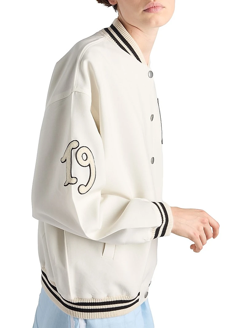 Kid Mohair Bomber Jacket with Patches