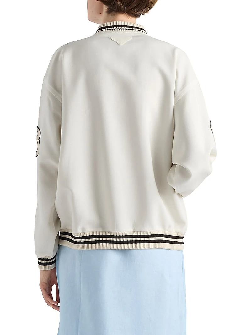 Kid Mohair Bomber Jacket with Patches