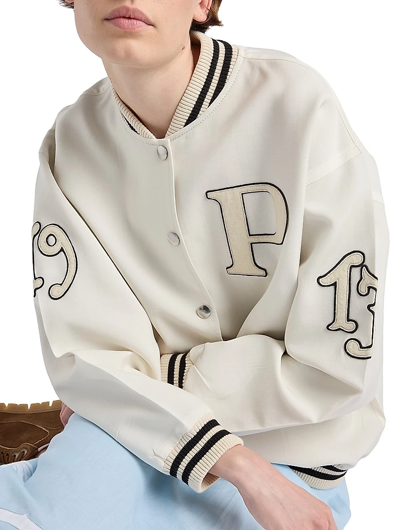 Kid Mohair Bomber Jacket with Patches