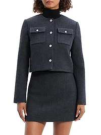 Button-Front Crop Jacket