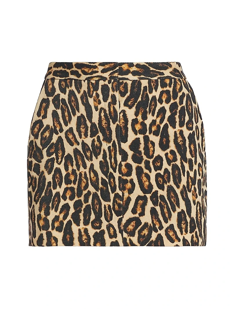 Leopard Wool Low-Rise Miniskirt