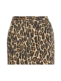 Leopard Wool Low-Rise Miniskirt