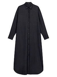 Oversized Wool-Blend Maxi-Shirtdress