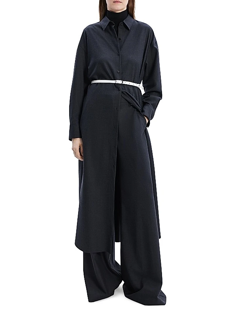 Oversized Wool-Blend Maxi-Shirtdress
