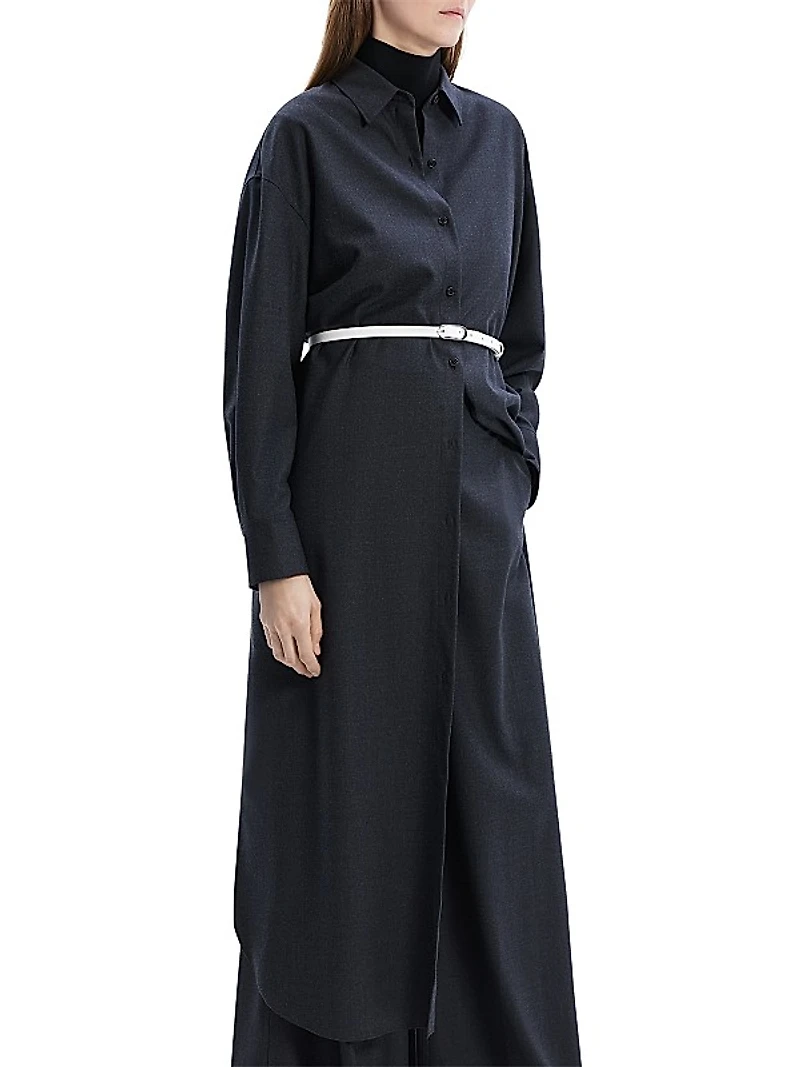 Oversized Wool-Blend Maxi-Shirtdress