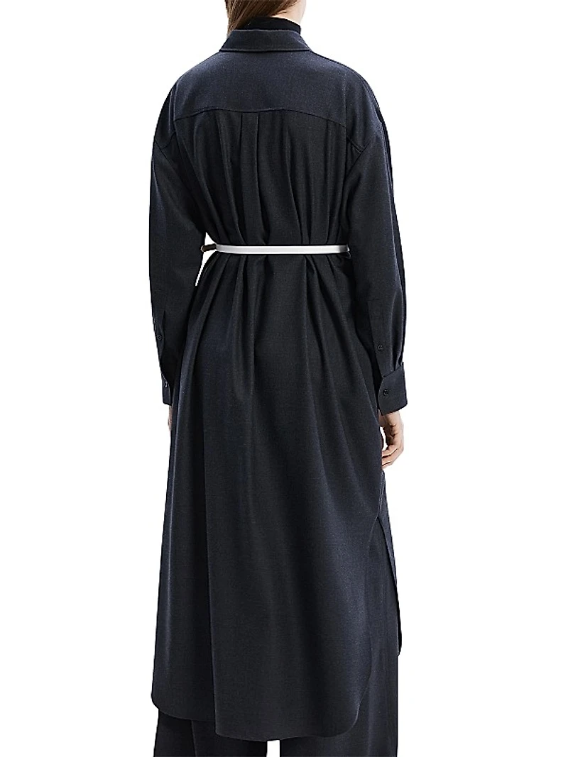 Oversized Wool-Blend Maxi-Shirtdress