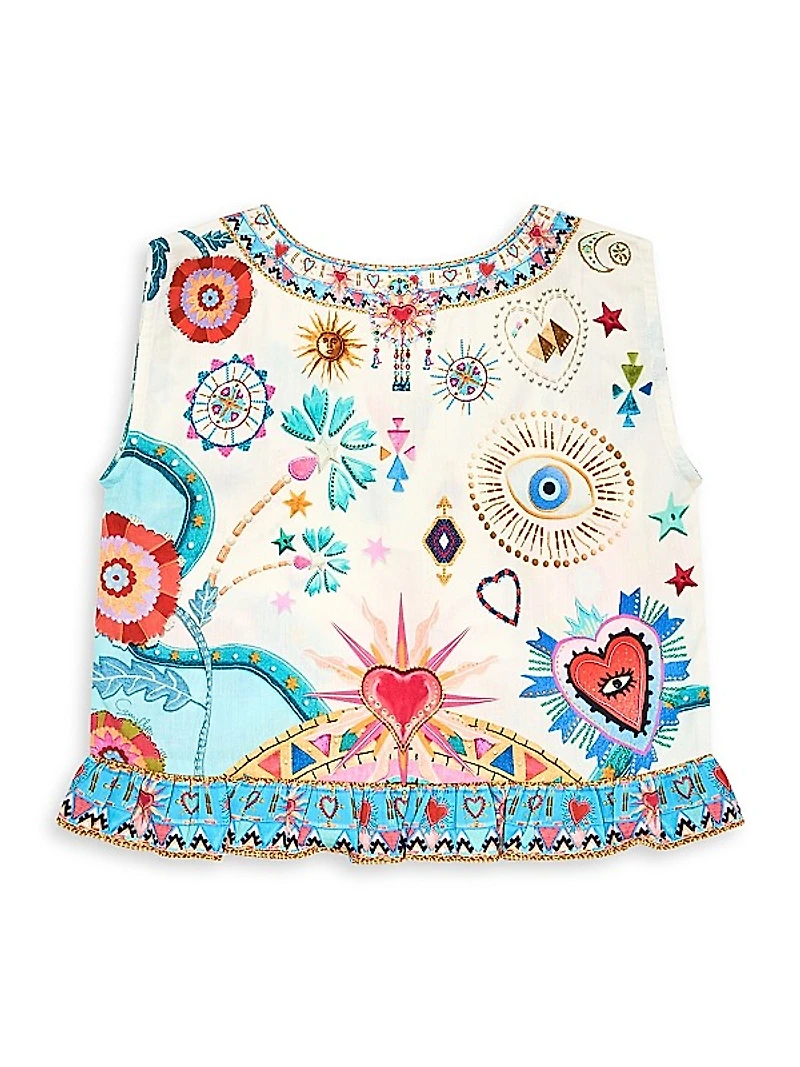 Little Girl's & Girl's Rainbow Roads Crop Top