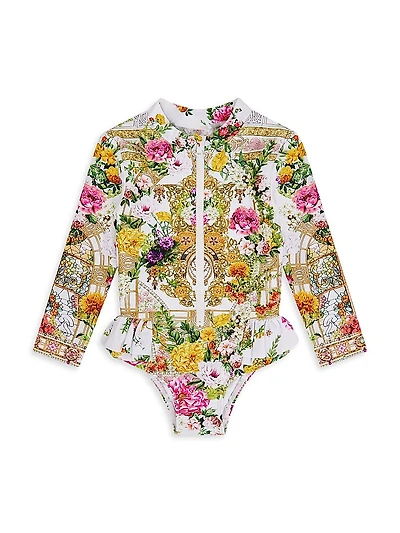 Baby Girl's Egyptian Rose Frill Paddlesuit