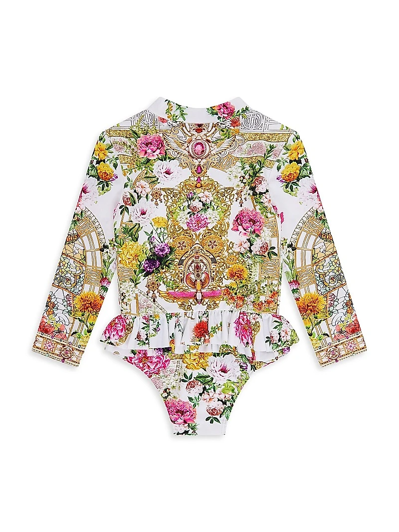 Baby Girl's Egyptian Rose Frill Paddlesuit