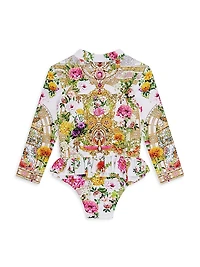 Baby Girl's Egyptian Rose Frill Paddlesuit