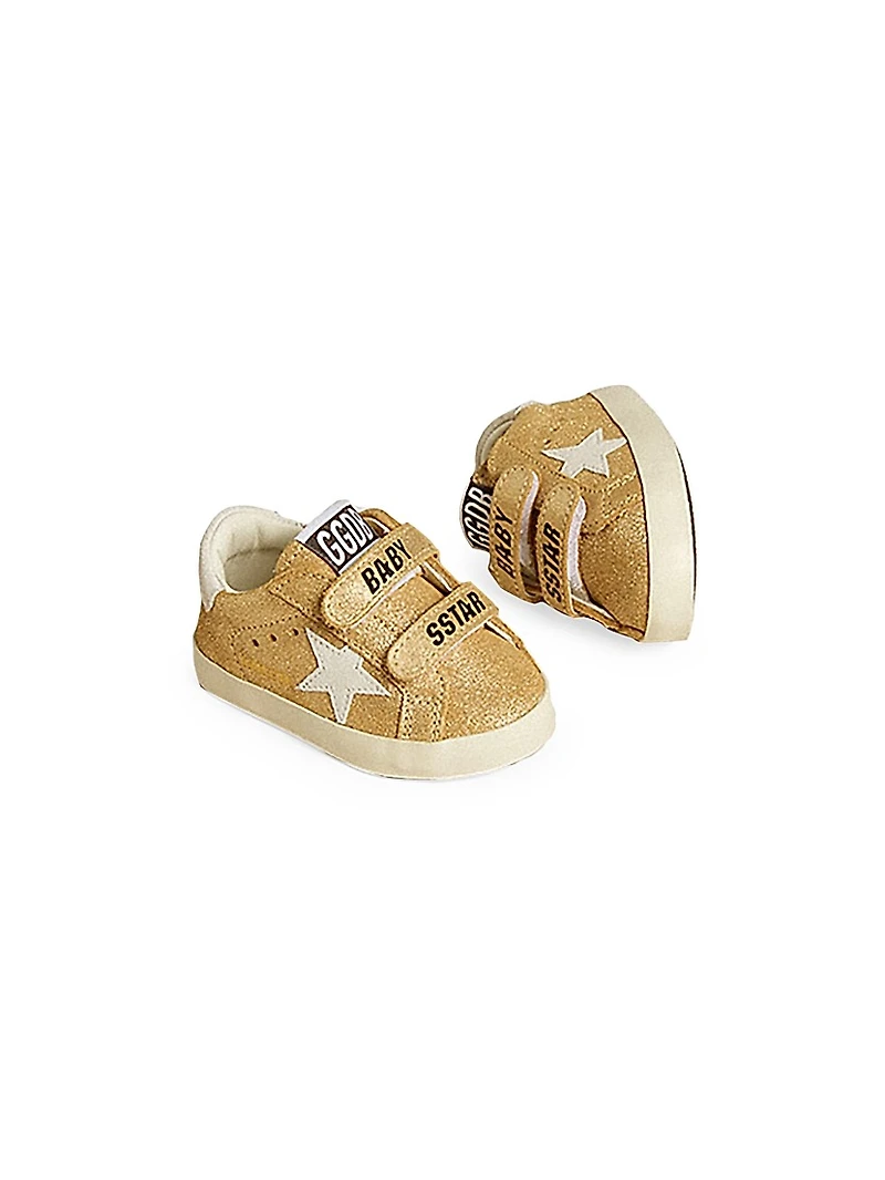 Baby Girl's School Laminated Suede Star Sneakers