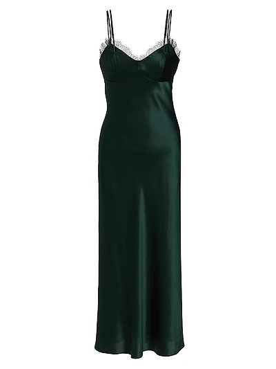 Bixie Stretch Silk Slip Midi-Dress