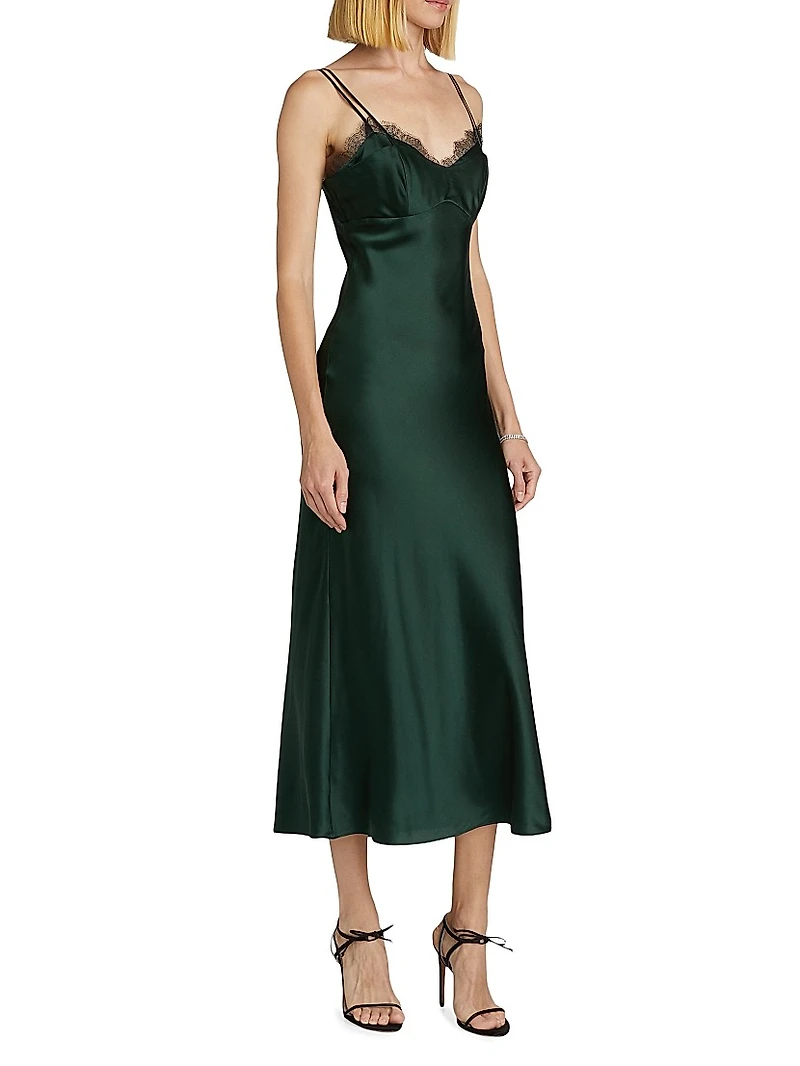 Bixie Stretch Silk Slip Midi-Dress
