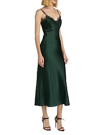 Bixie Stretch Silk Slip Midi-Dress
