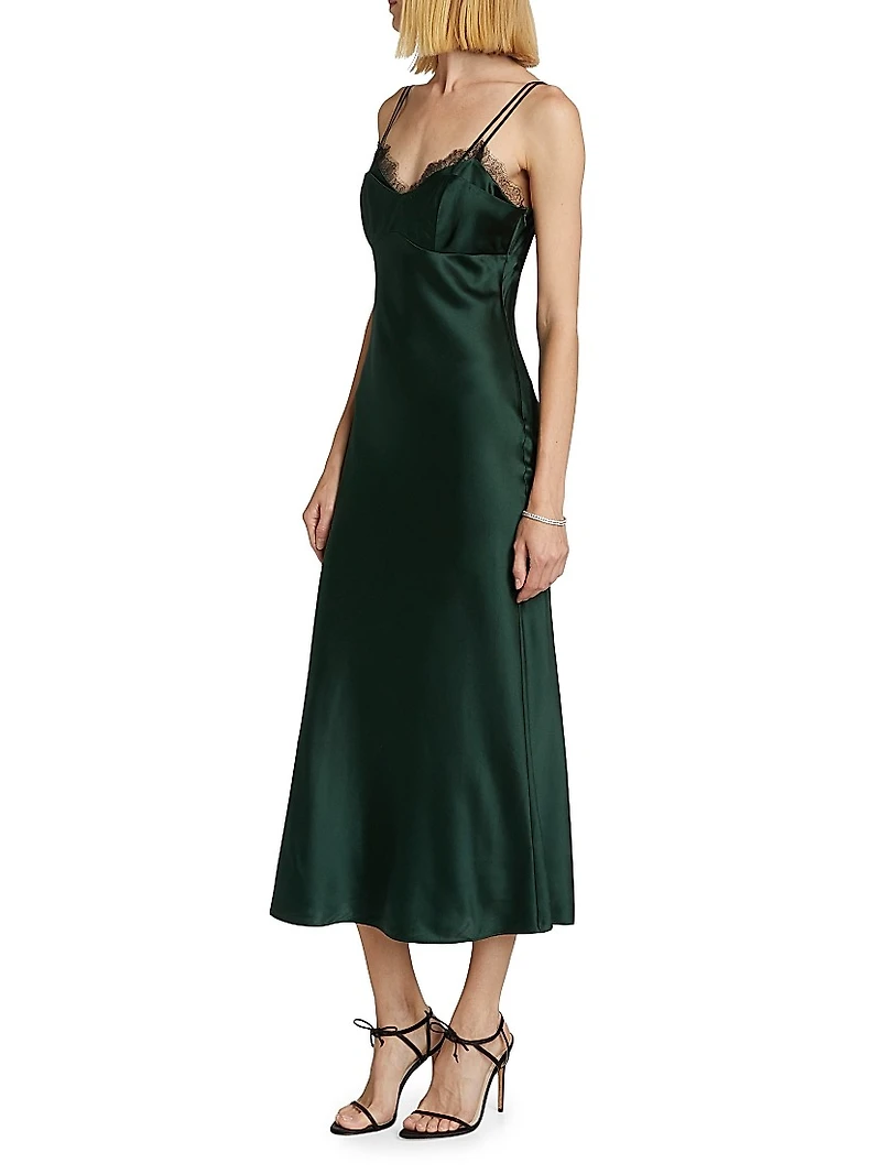 Bixie Stretch Silk Slip Midi-Dress