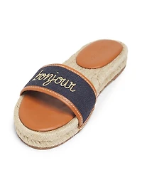 Josephine Denim Leather-Trimmed Espadrille Slides