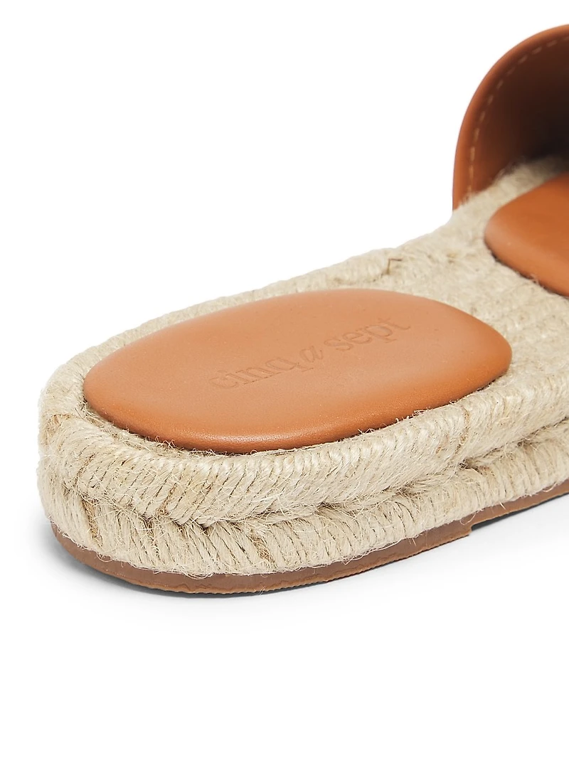 Josephine Denim Leather-Trimmed Espadrille Slides