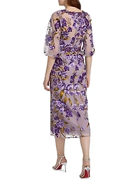 Orchid & Rose Embroidered Tulle Cocktail Dress