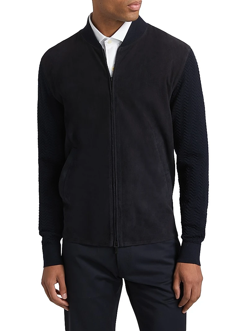 Suede Knit Full-Zip Jacket