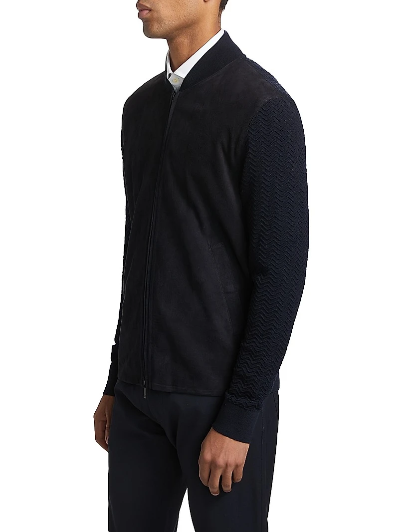 Suede Knit Full-Zip Jacket