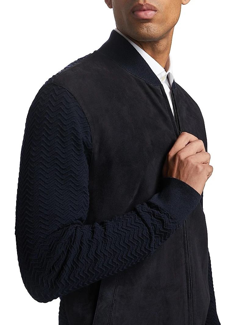 Suede Knit Full-Zip Jacket
