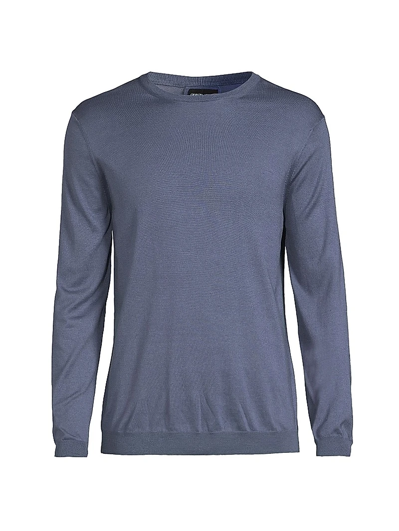 Silk-Cotton Crewneck Sweater