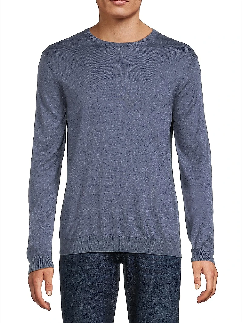 Silk-Cotton Crewneck Sweater