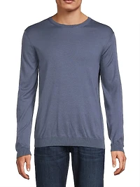 Silk-Cotton Crewneck Sweater