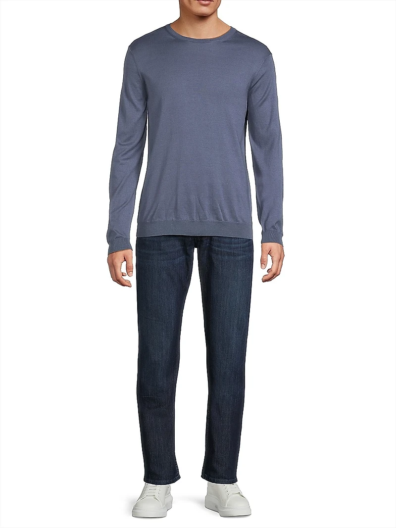 Silk-Cotton Crewneck Sweater