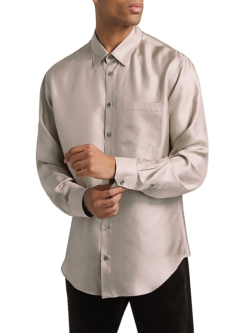 Mr. Armani Long-Sleeve Silk Shirt