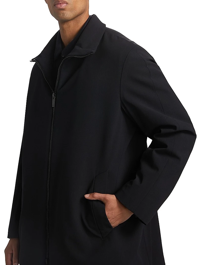 Long Wool Zip-Up Jacket