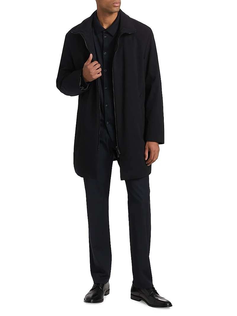 Long Wool Zip-Up Jacket