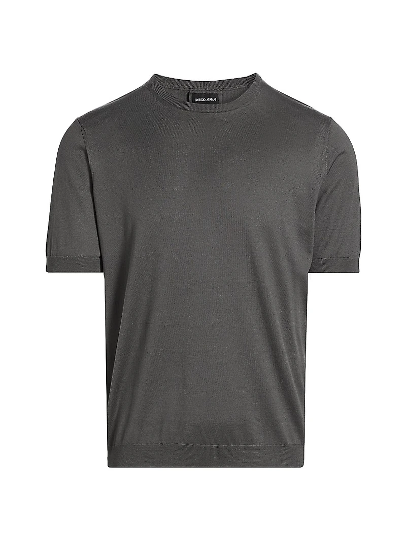 Cotton-Silk Short-Sleeve Sweater
