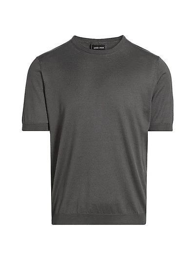 Cotton-Silk Short-Sleeve Sweater
