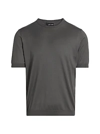 Cotton-Silk Short-Sleeve Sweater