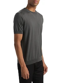Cotton-Silk Short-Sleeve Sweater