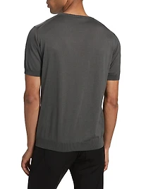 Cotton-Silk Short-Sleeve Sweater