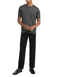 Cotton-Silk Short-Sleeve Sweater