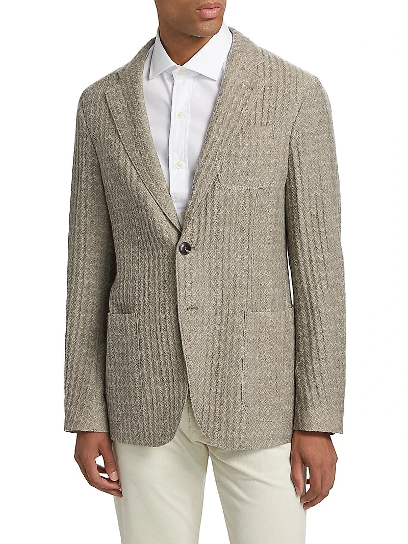Chevron Cashmere-Silk Upton Jacket